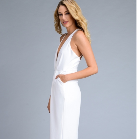 White Open Back Jumpsuit - Picture 6 of 7